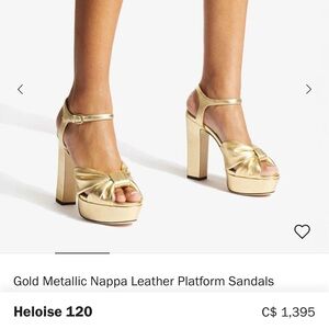 Authentic Jimmy Choo Metallic Gold Bow Heels size 40